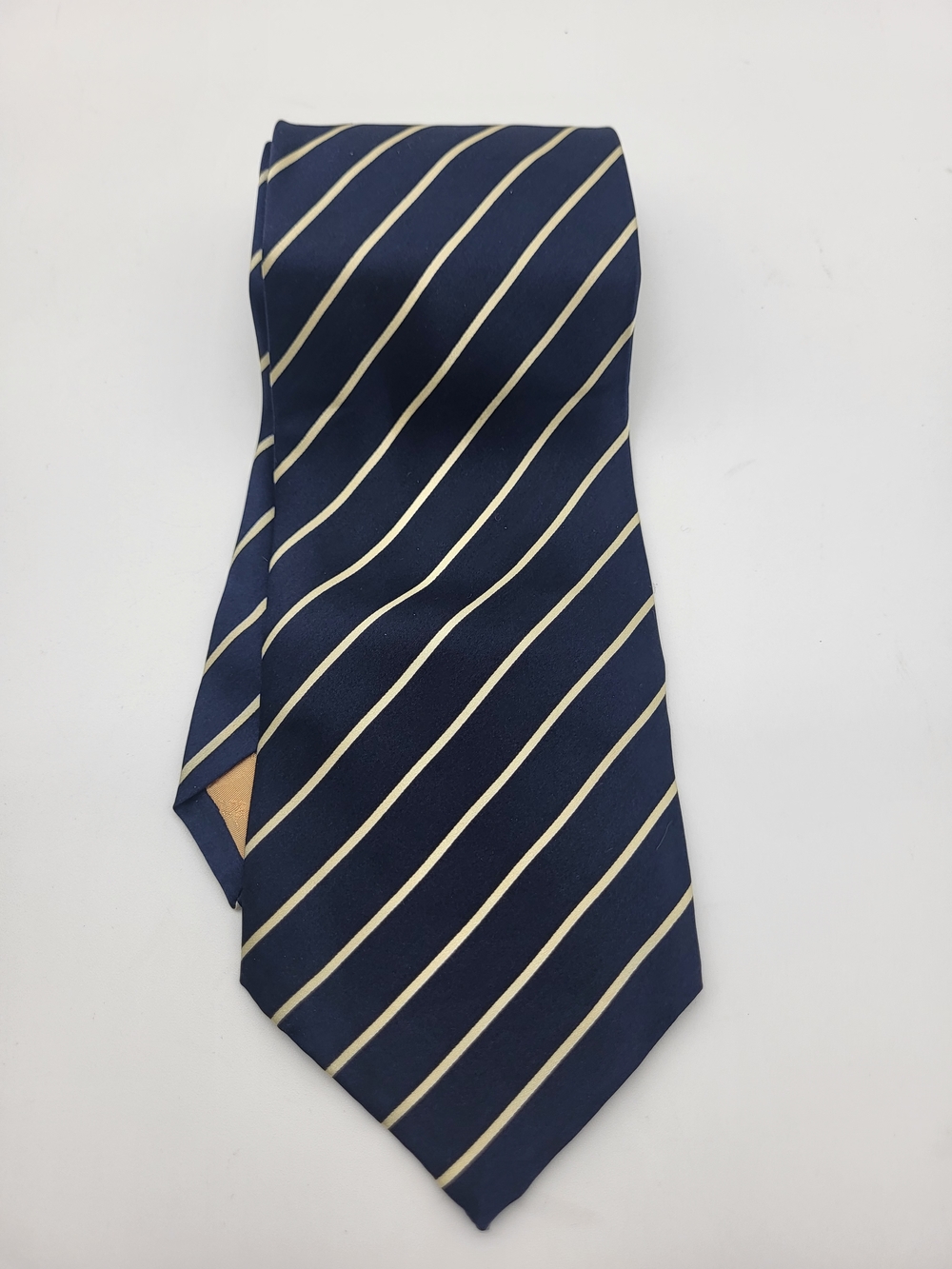 Striped Navy Men's Tie with Gold Diagonals